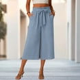 thumbnail image 5 of VV AVEORS Capri Pants For Women Wide Leg Summer Gaucho Capris Pant Palazzo Drawstring Loose Fit Casual Dressy Cropped Trousers With Pockets Sky Blue S, 5 of 6