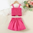 thumbnail image 4 of Toddler Girls Skirts Outfit Button Down Smocked Crop Tops Aline Pleated Skirts Party Dressy Casual Outfits Hot Pink, 5 Y, 4 of 7