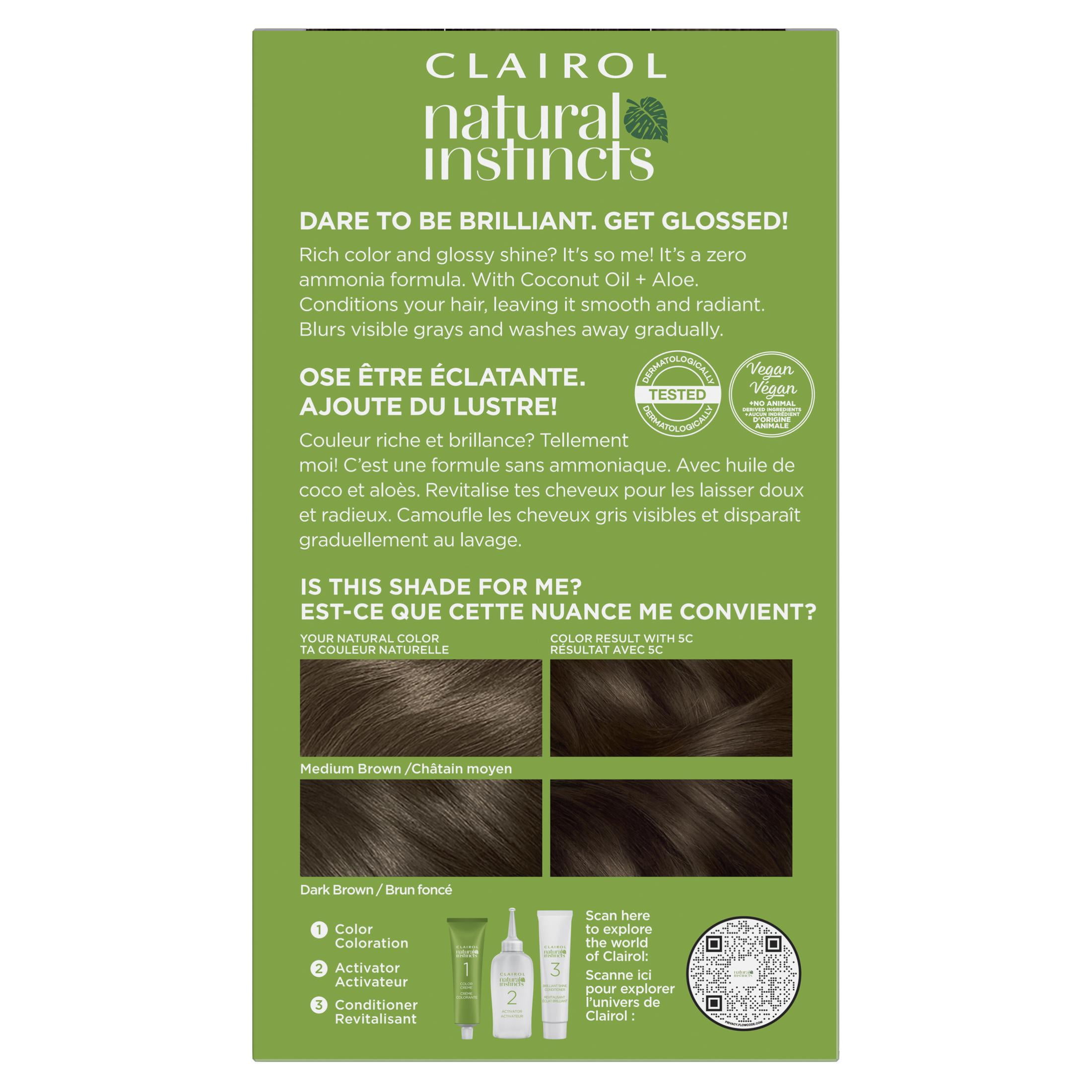 Clairol Natural Instincts Demi-Permanent Hair Color Creme, 5C Medium Brown, Hair Dye, 1 Application