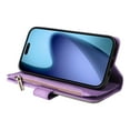 thumbnail image 2 of Heavy Duty Protection Wallet Case Designed for iPhone Air, PU Leather Cards Holder Wrist Strap Zipper Pocket Kickstand Shockproof Rugged Phone Case for iPhone Air, Purple, 2 of 9