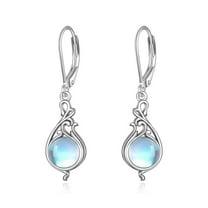 Moonstone 925 Sterling Silver Earrings for Women Filigree Rhinestone Teardrop Crystal Jewelry for Mother's Day Gift Exquisite Geometry Pendant Earrings