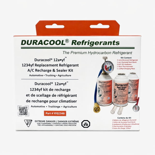 Duracool 12a yf Deluxe Refrigerant Recharge Kit, for OEM R-1234yf mobile air-conditioning AC systems