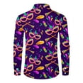 thumbnail image 4 of Fgvctg Mardi Gras Shirts for Men Carnival Party Long Sleeve V Neck Button Down Shirts Soft Mask Print Collared Blouses Oversized Business Casual Tops Yellow L, 4 of 5