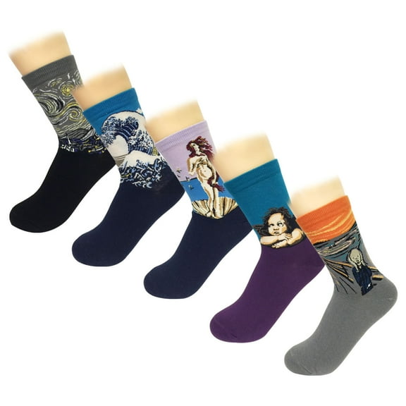 Wrapables® Famous Painting Masterpiece Artwork Crew Socks (5 pairs), Collection 2
