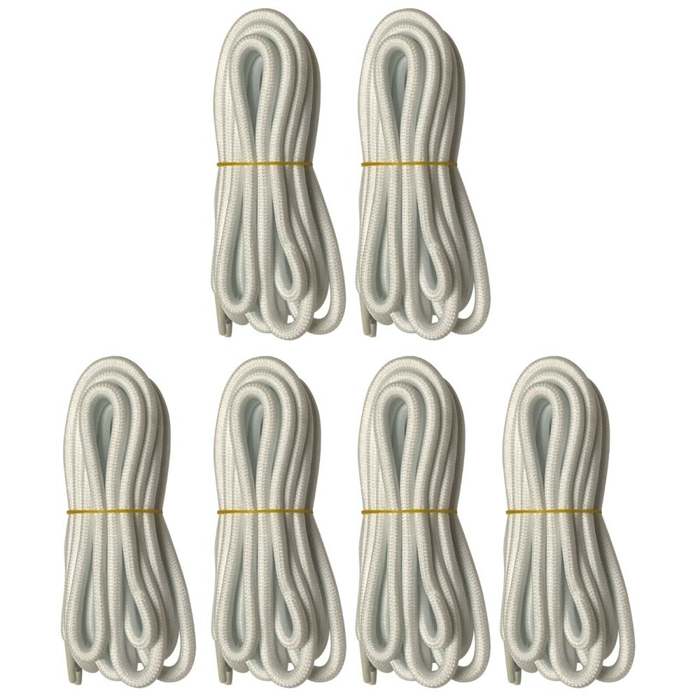 6 Pairs 5mm Thick Heavy Duty White Hiking Work Boot Laces Shoelaces