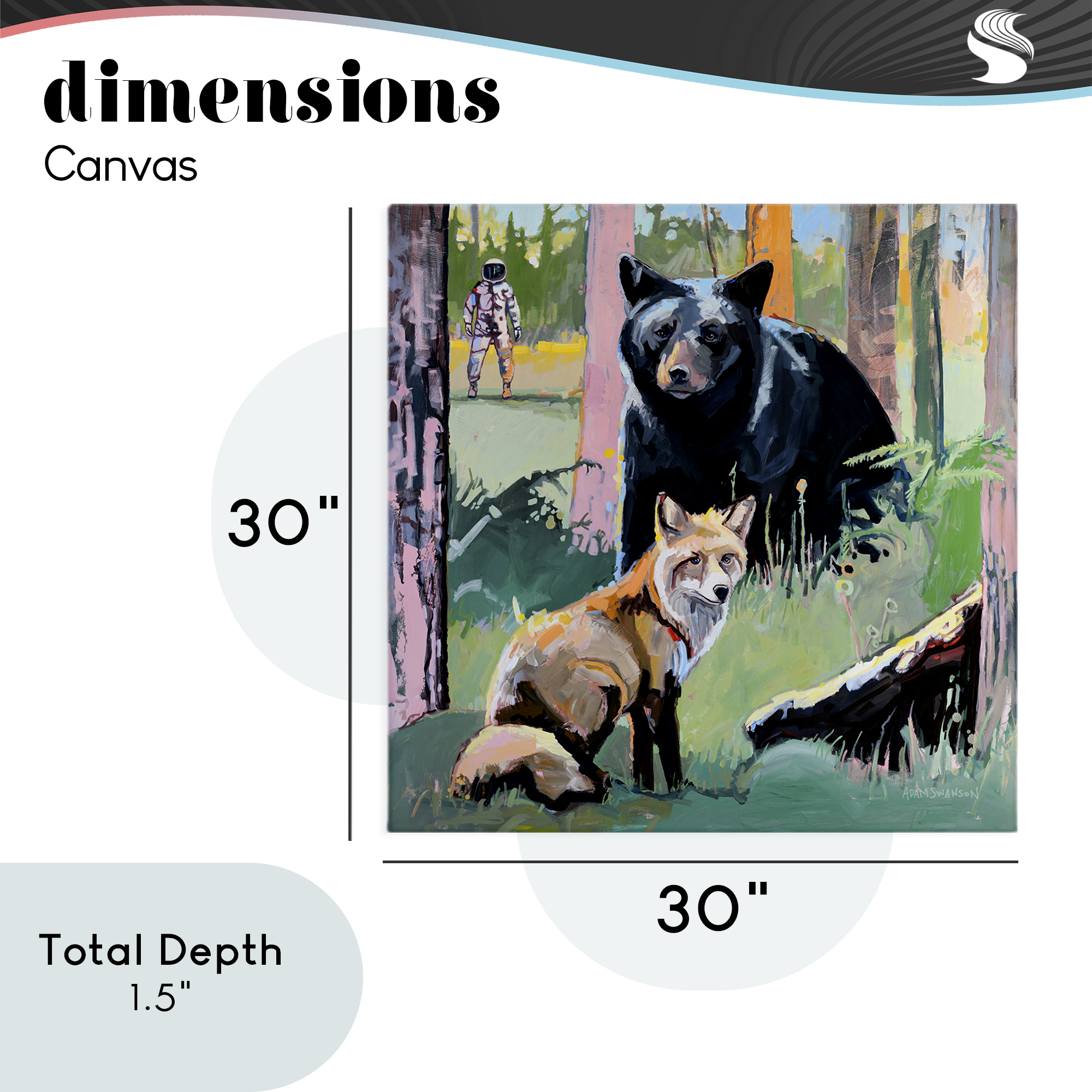 Forest Animals in Deep Space Canvas Wall Art, design by Adam Swanson