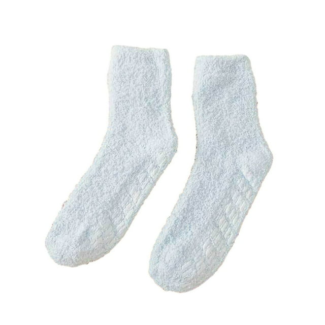 1 Pair Fuzzy Socks with Non-Slip Grips Super Soft Breathable Cold Protection Winter Warm Cozy Plush Slipper Socks