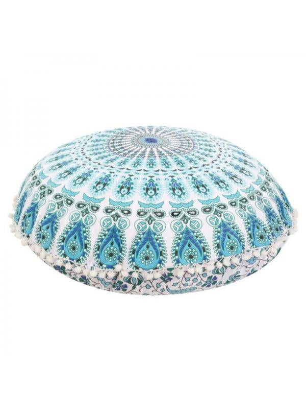 Indian Ottoman Large Floor Pillows Mandala Tapestry Round Cushion Cover 32 Inch 