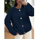 thumbnail image 2 of Suéter PRETTYGARDEN Cardigan Oversized de Punto Grueso Azul Marino Talla L, 2 of 4