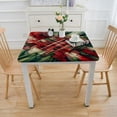 thumbnail image 3 of nygtbtfer Green Tartan Plaid Christmas Tablecloth, Traditional Evergreen and Red Plaid Tablecloth, 3 of 7