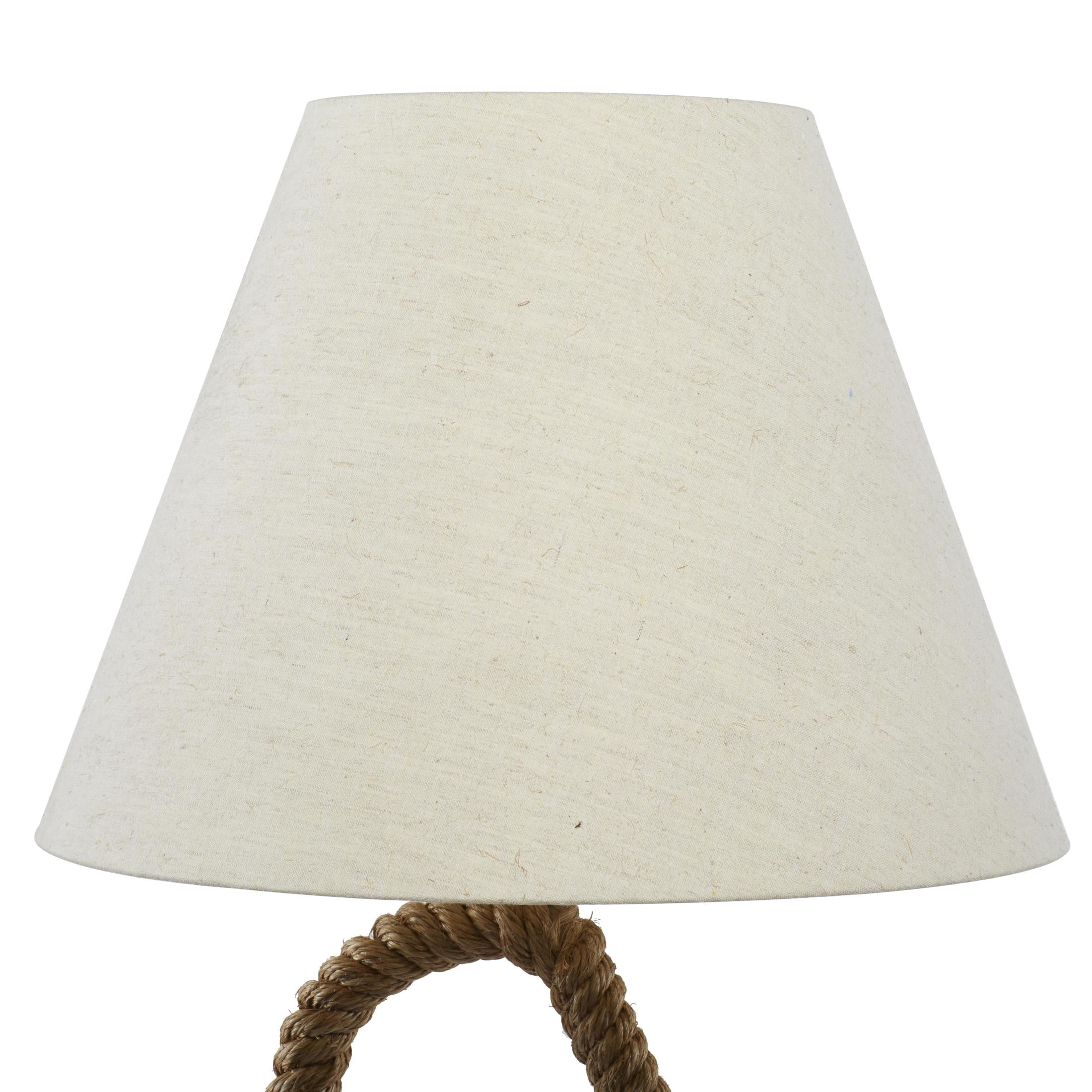 DecMode 63" Twisted Rope Brown Floor Lamp with Cream Fabric Shade