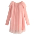 thumbnail image 2 of Little Girls Pink Crinkled Collar Tulle Layer Long Sleeve Top 2/3, 2 of 2
