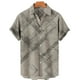 thumbnail image 3 of Camisas De Compresion Casual Hombres Solapa Estampado Manga Corta Puños Botón Puerto Estilo Floral Camisa Sand Beach Hawaiianss Summer Top (Khaki, M), 3 of 4