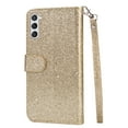 thumbnail image 3 of SaniMore for Samsung Galaxy S23 Plus PU Leather Case, Magnetic Closure Flip Zipper Wallet Glitter Cover with Wrist Strap Card Slot & Kickstand Shockproof Protective Shell for Girls Ladies, Gold, 3 of 6