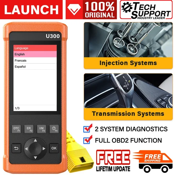 Open Box [Resold] LAUNCH U300 OBD2 Scanner, Engine Transmission Injection Diagnose Check Engine Code Reader with Oil EPB Reset, DTC Lookup Ready Test, Automotive Diagnostic Scan Tool