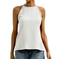thumbnail image 6 of STARVNC Women Halter Neck Sleeveless High Low Hem Solid Color Tank Top, 6 of 7
