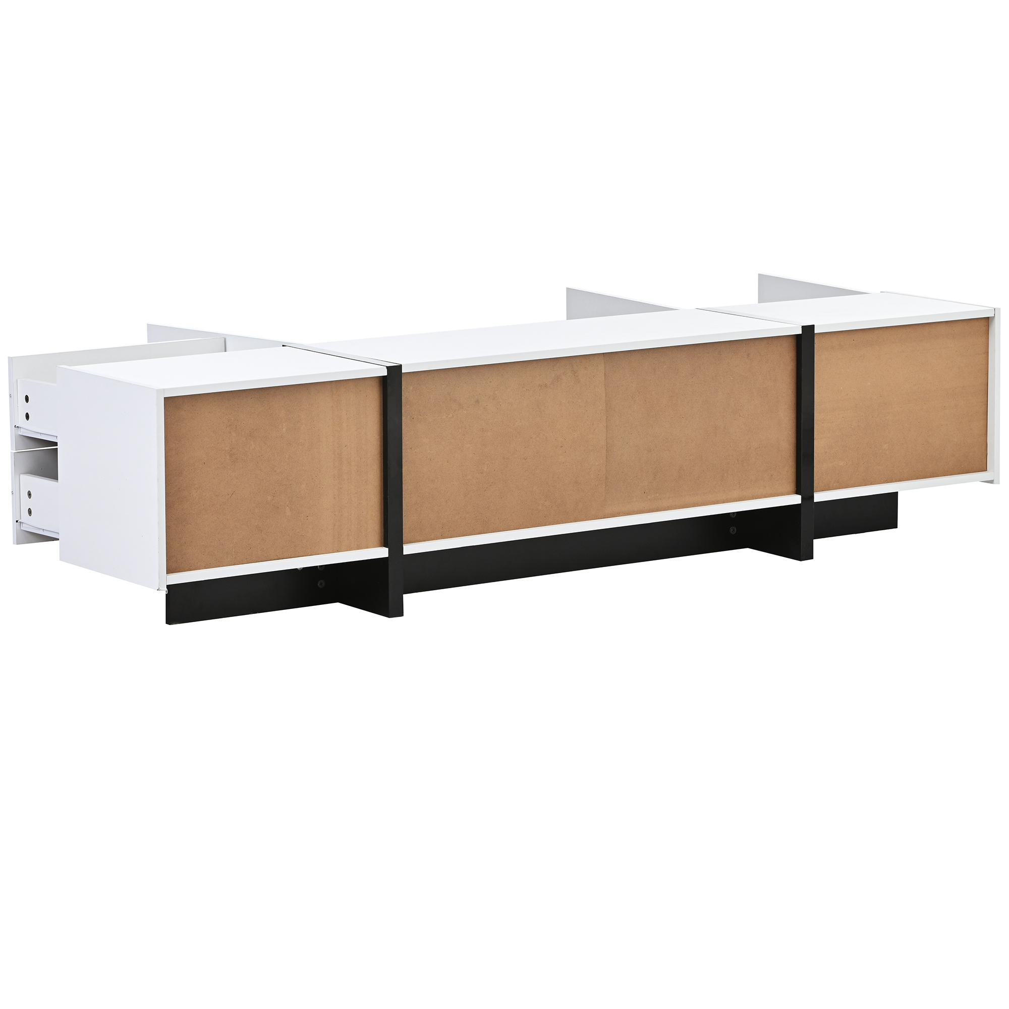 DEALTOPS Modern White & Black High Gloss UV Surface TV Stand with Large Storage Space for TVs up to 80'' - White