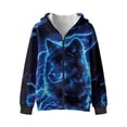 thumbnail image 2 of Psesaysky Boys Sweatshirt Hoodie Blue Lightning Wolf Print Zip Up Jacket with Pocket Winter Outwear Jacket for Boys Hooded Long Sleeve Tops, Size M, 2 of 7