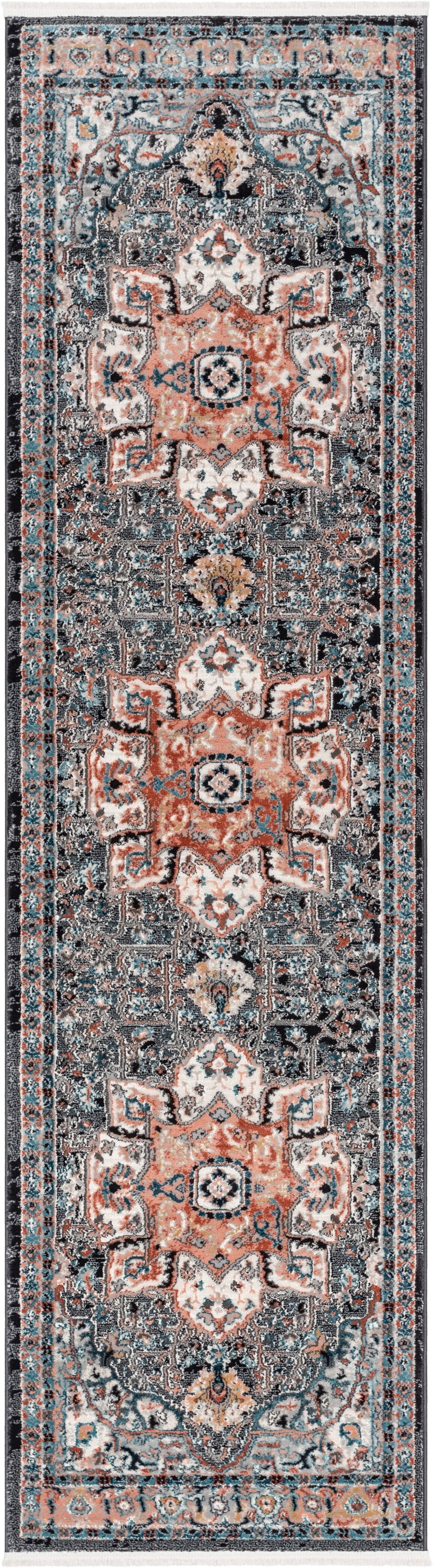 Well Woven Indira Minos Vintage Bohemian Oriental Floral Black 2'7" x 9'10" Runner Rug