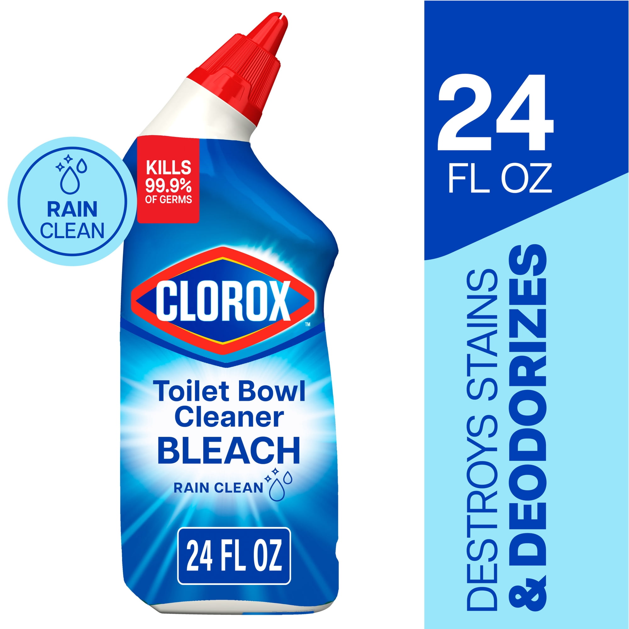Clorox Toilet Bowl Cleaner w/Bleach, Rain Clean, 24 fl oz