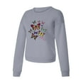 thumbnail image 6 of Bjutir Women T Shirts Fashion Casual Long Sleeve Butterfly Print Sweatshirts Tops Fall Winter Womens Clothes Grey, 6 of 7