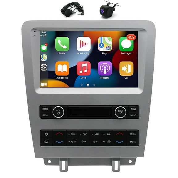 9in Android 15 Car Stereo 2 32GB Wireless CarPlay Fit for Fit ford Mustang 2010-2014 AHD Backup Camera Microphone