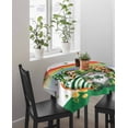 thumbnail image 4 of St Patrick's Day Suqare Tablecloth - 60 x 60 Inch, Green Shamrock Gnomes Love Star Rainbow Spring Waterproof & StainResistant Tablecloth, Washable Oil-proof Table Cover for Dining/Party/Wedding, 4 of 9