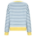 thumbnail image 4 of Feancey Womens Striped Color Block Shirt Oversized Long Sleeve Crewneck Sweatshirts Comfy Loose Casual Pullovers Fall Fashion Clothes Blue S, 4 of 7