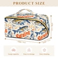 thumbnail image 4 of FORMRS Makeup Bag Travel Cosmetic Organizer for Women Fold Flat Zipper Pouch with Handle, Blue Sardines Pattern, 4 of 8