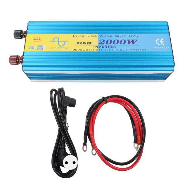 2000W Pure Sine Wave Power Inverter Dual AC Socket 5V 2.1A USB Port LCD Display Power Inverter for Home RV Car DC12V EU Plug AC230V