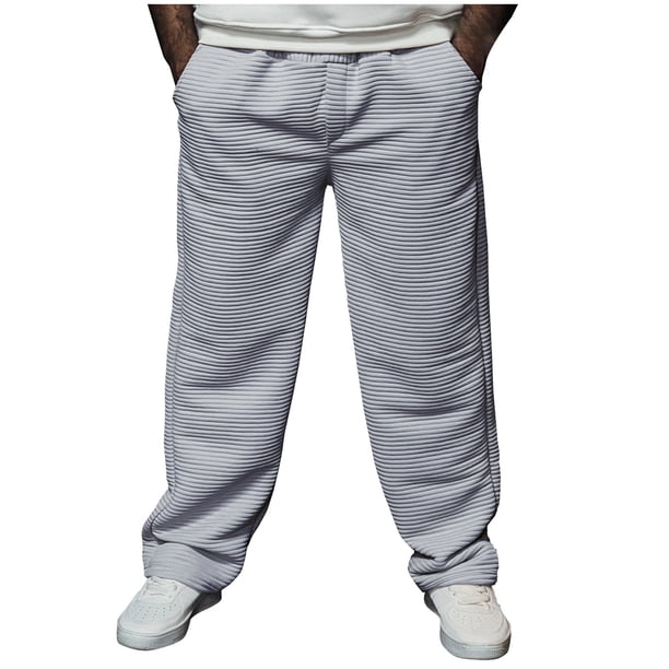 Ceisia Men Casual Sport Solid Color Pants Elastic Waist Drawstring Pocket Gift Trousers