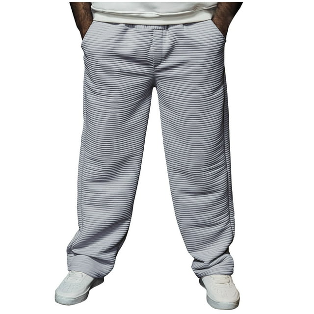 Ceisia Men Casual Sport Solid Color Pants Elastic Waist Drawstring Pocket Gift Trousers