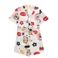 thumbnail image 1 of Qudderr Kids Baby Silky Satin Kimono Robe Solid Color Printing Bathrobe for Girls Boys Spring Fall Short Sleeve Night-Robe Toddler Soft Unisex Sleepwear for 1-7 Years, 1 of 9