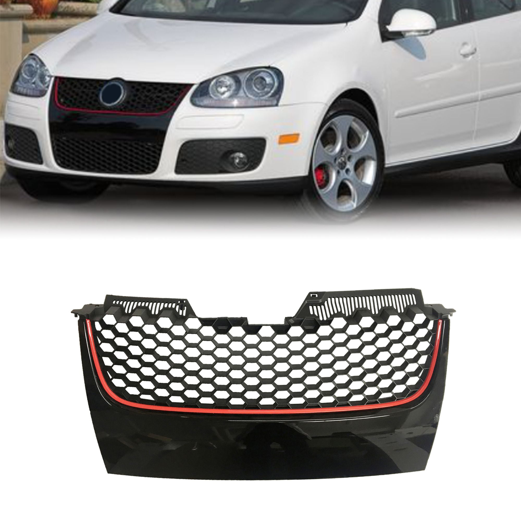  [GT-Speed] Compatible/Replacement for Front Bumper Lip, V Style  PU Front Lip Spoiler Black, 2006 2007 2008 2009 Volkswagen Golf GTI  (Compatible with MK5 Model Only/Not Rabbit) : Automotive