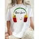 thumbnail image 1 of Camiseta de Mujer de Verano Suave1pc Women'S Casual Crew Neck T-Shirt with Geometric-Patterned Headphones and "One Love" Print, Polyester Knit Fabric, Medium Stretch, All-Season Comfort FitFather's, 1 of 7