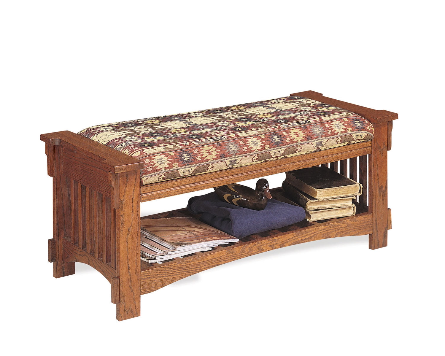 Mission Oak Upholstered Bench