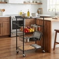 thumbnail image 1 of Garvee Rolling Utility Cart 4-Tier Storage Cart with Handle Bar & 2 Removable Baskets Bathroom Storage for Kitchen, Dining Room, Living Room, Bathroom, Black, 1 of 9