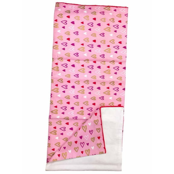 Decor Valentine Red Gold & Pink Hearts Table Runner, 14"x48" Love Theme