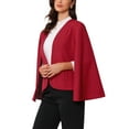 thumbnail image 4 of INSPIRE CHIC Cape Sleeve Blazer for Women's Business Work Open Front Casual Jacket Coat S Red, 4 of 6