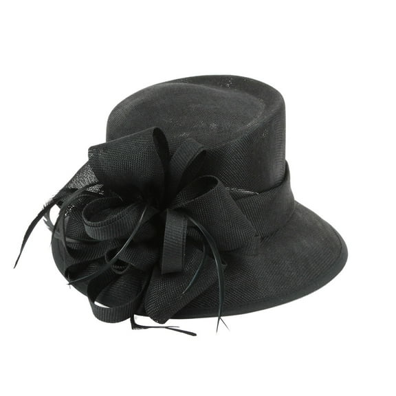 Chic Headwear Small Brim Derby Flax Fabric Hat - Black