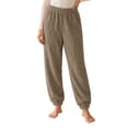 thumbnail image 3 of YABCSAZ Sherpa Pajama Pants for Women Soft Elastic Wasit Fluffy Pj Pants Soft Warm Comfy Winter Indoor Lounge Joggers Fleece Lined Sleepwear Bottoms, 3 of 10