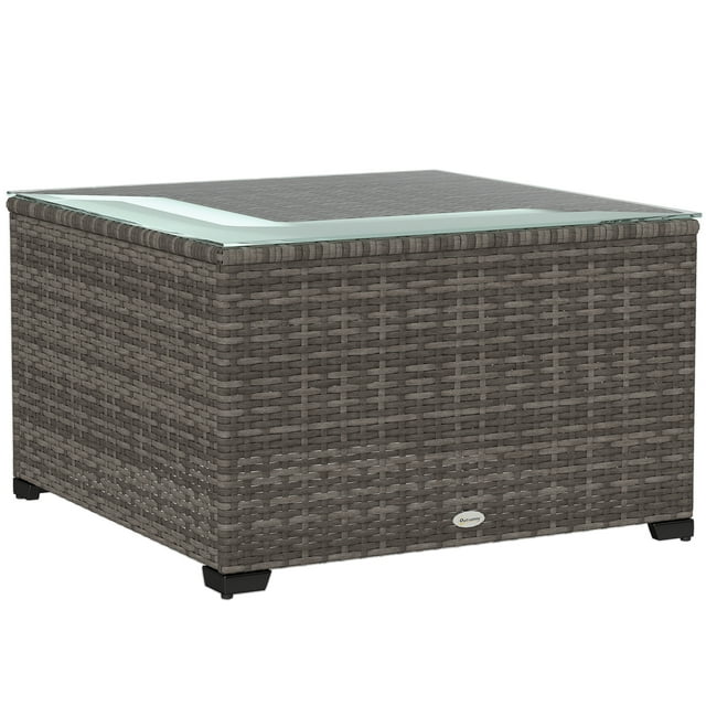 Outsunny Table Basse en Osier pour Patio de 24,4 Pouces, Tables d'Appoint en Rotin PE, Noir