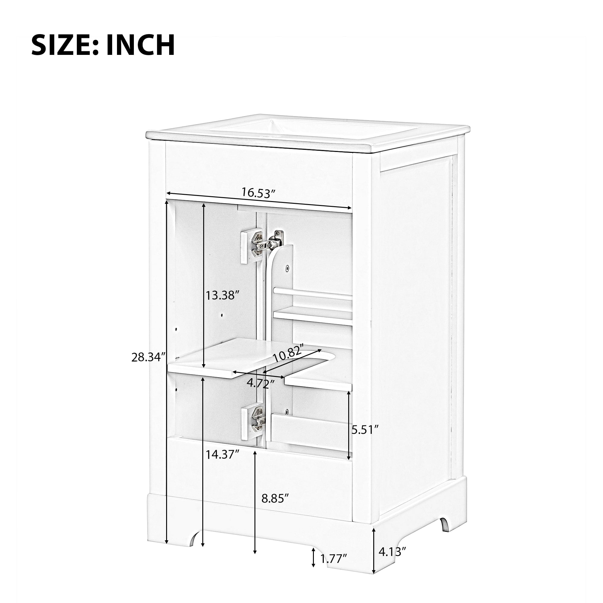 Euroco 20'' Bathroom Vanity with Ceramic Sink, Real Wood and MDF Cabinet with Storage Rack, Soft Close Door, Painted Finish, Modern Freestanding Vanity for Small Bathroom