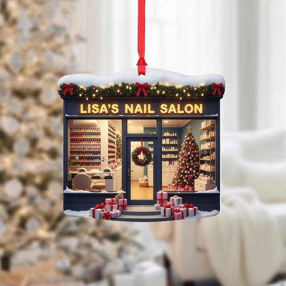 Personalized Nail Salon Christmas Ornament, Custom Beautician Holiday Decor