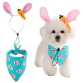 thumbnail image 2 of Easter Pet Bunny Ears Headband and Easter Egg Bandana Scarf Set Cute Holiday Outfit for Dogs Cats Blue M, 2 of 8