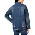 thumbnail image 2 of Say What? Womens Destroyed Long Sleeves Denim Jacket, 2 of 2