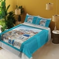 thumbnail image 2 of Ambesonne Greece Fitted & Top Sheet Set with Shams, Window Old Shutters, Multicolor, 2 of 5