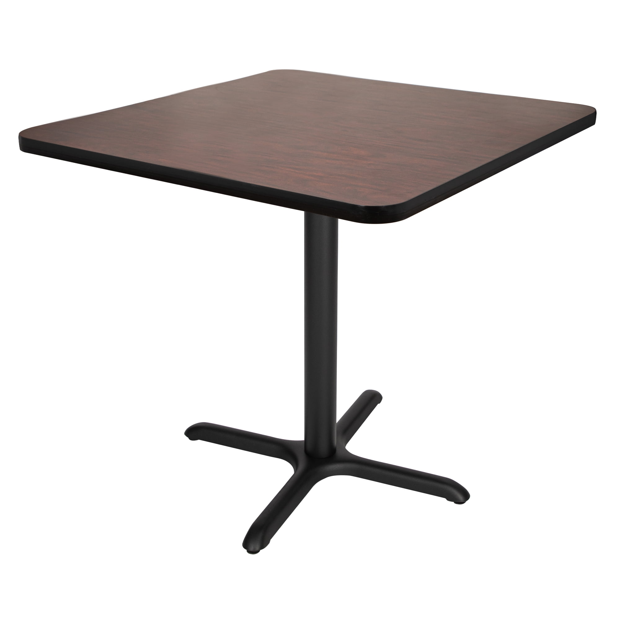 Hampden Furnishings Bennet Collection Steel Frame 36" Square Top, X Base, 30" Height Cafe Table, Black Frame/Mahogany Top