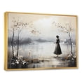 thumbnail image 2 of Designart "Calming Reflection Landscape Solitude Woman" Fashion Framed Wall Art - Glam Black Ballet Entryway Framed Wall Art Print, 2 of 6