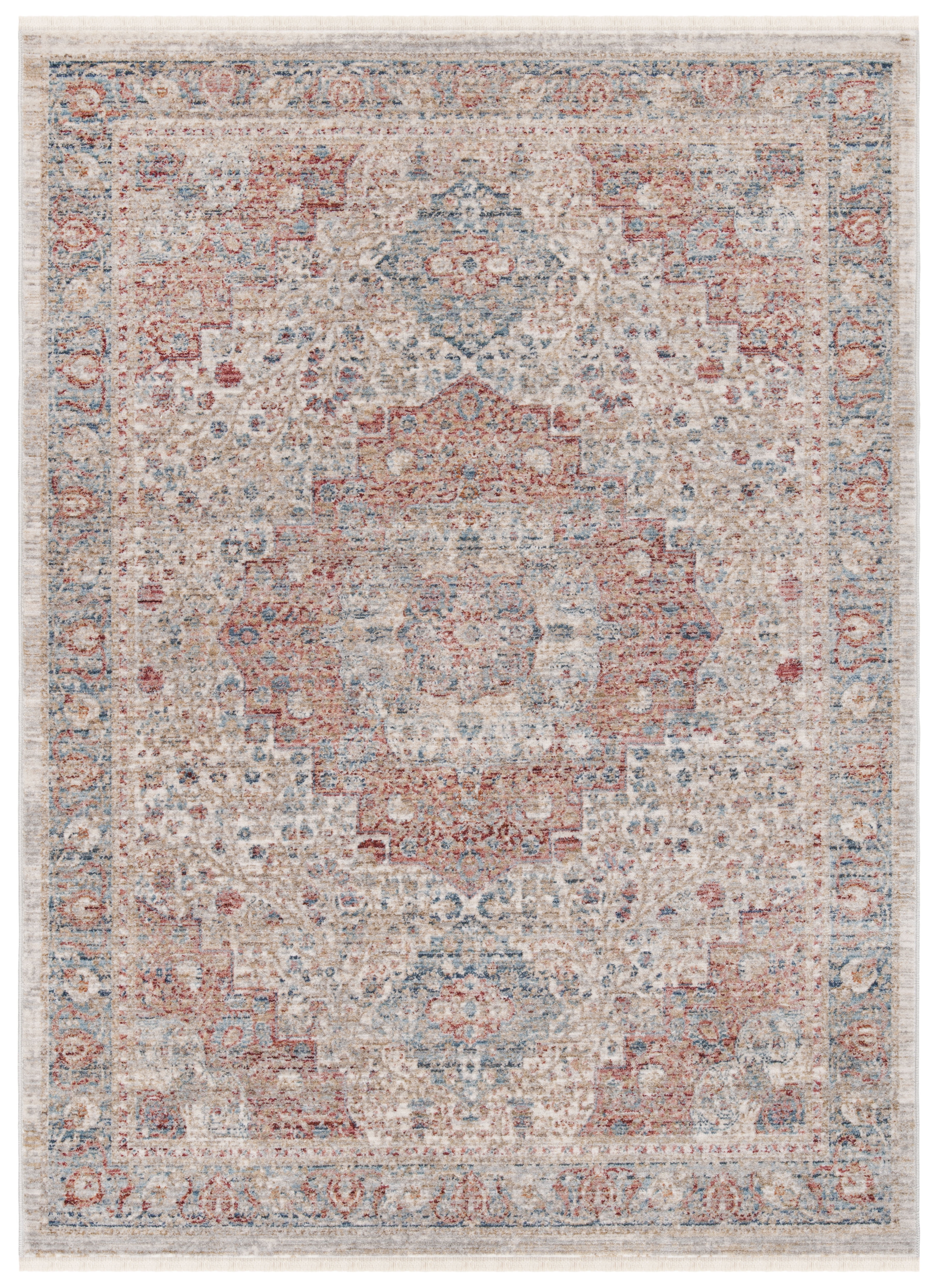 SAFAVIEH Kenitra Zlata Floral Bordered Polyester Area Rug, Ivory/Pink, 3' x 5'